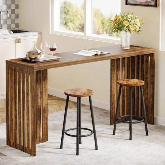 Bar Table, 63-Inch Counter Height Pub Table, Industrial Bar Height Table, Rectangular High Top Kitchen & Dining Count