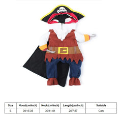 Adorable Pet Pirate Costume - Cute Polyester Halloween Outfit for cats & Dogs, Fun Dress-Up Clothes