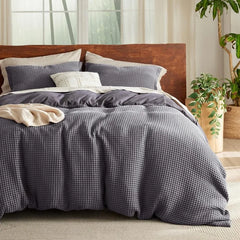 Cotton Duvet Cover King - 100% Cotton Waffle Weave Coconut White Duvet Cover King Size, GentleSoft™ and Breathable Bedding Set