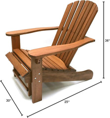 CD3111 Eucalyptus Adirondack Chair and Built In Ottoman