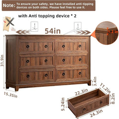 Farmhouse Dresser and Nightstand sets.54" Dresser and Nightstand Set for Bedroom, Living Room