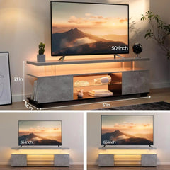 LED TV Stand White TV Stands for Living Room Modern TV Stand with Storage for 65/70/75 inche TVs Entertainment Center for Living