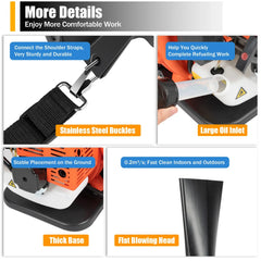 CNCEST 42.7CC Two-Stroke Leaf Blower 7000R/Min W/ Stainless Steel Buckles For Snow Removal & Sweeping Fallen Leaves
