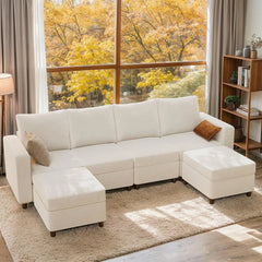 Storage Modular Sectional Sofa Sleeper with USB Charger, Convertible Couch Bed with Ottomans