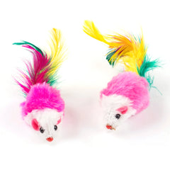 10-200Pcs False Mouse Pet Cat Toys Mini Funny Playing Toys for Indoor Cats Play Fetch with Colorful Feather Plush Cat Mice Toys