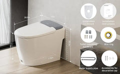 Non-electric One Piece Elongated Bidet Toilet for Bathroom, Built-in Air Pressure-Assisted System for Power Flush,Footkick Flush