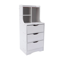 White Nightstand with 3 Drawers, Bedside Table Organizer for Bedroom & Living Room