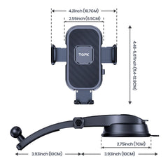 TOPK Universal Car Phone Holder Dashboard Mount for iPhone Android 360° Rotatable Anti-Slip Easy Install Compact Design Durable