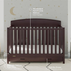 Benton 5-In-1 Convertible Crib With Drawer (Espresso) - Converts From Baby Crib To Toddler Bed, Daybed And Full-Size Bed, Fits