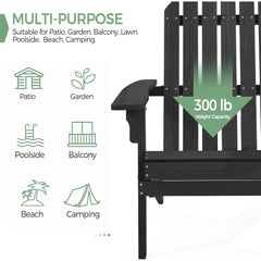 300LBS Solid Wood Folding Adirondack Chair Set of 5 Outdoor,Weather Resistant,Fire Pit Lounge Chairs for Garden,Black
