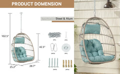 Indoor/outdoor Foldable Rattan Swing Hammock Seat Hanging Egg Chair Without Bracket With Cushion/headrest Garden Furniture Foot