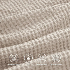 Cotton Duvet Cover King - 100% Cotton Waffle Weave Coconut White Duvet Cover King Size, GentleSoft™ and Breathable Bedding Set
