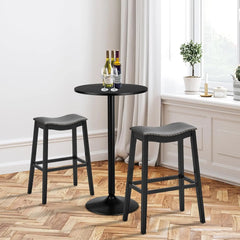 24” Round Top Pub Bar Table, Modern Circular Bistro High Table for Dining Room Living Room Kitchen Restaurant Home Bar, Black