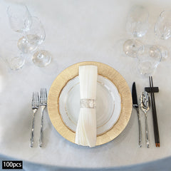 100 PCS Charger Plates Set, 13in Round Dinner Plate, Plastic Decorative Service Plate Wedding Decor Table Place