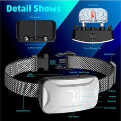 Bark Collar For Large Dog Anti Barking Training Collar IP67 Waterproof Rechargeable Anti Bark Collars With 7 Adjustable