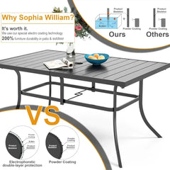 Patio Outdoor Table and Chairs Set with Umbrella Navy, Patio Dining Sets for 6, 7 Pieces Patio Table Set Clearanc