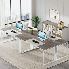 Conference Table with Splicing Board, Meeting Tables for Home Office, Business Training Seminar Table with Stylish Metal Legs