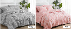 PHF 7 Pieces California King Bed in A Bag, Ultra Soft Comforter Set & Sheet Set, Reversible Botanical Bedding Set Include Comfor