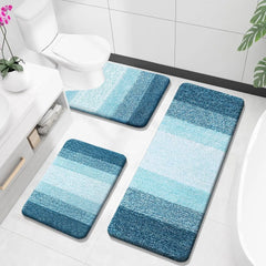 Bathroom Rugs Sets 3 Piece, Soft Absorbent Microfiber Bath Rugs and U-Shaped Contour Toilet Rug Area Rug Set