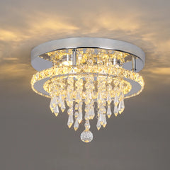 Crystal Chandelier Chrome Ceiling Lamps Led Flush Mount Stainless Steel Fixture Aisle Light Lustre Dining Room Living Room Decor