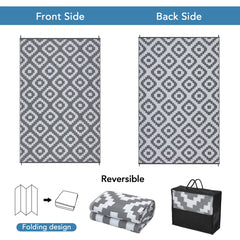 Outdoor Rug Plastic Straw Rug Modern Geometric Waterproof Rug Reversible Outdoor Floor Mat for Patio Porch Backyard Picnic Campi