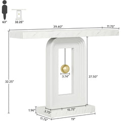 Modern Console Table, Narrow Sofa Entryway Table with Pendulum Shape Base, Contemporary Wood Accent Table