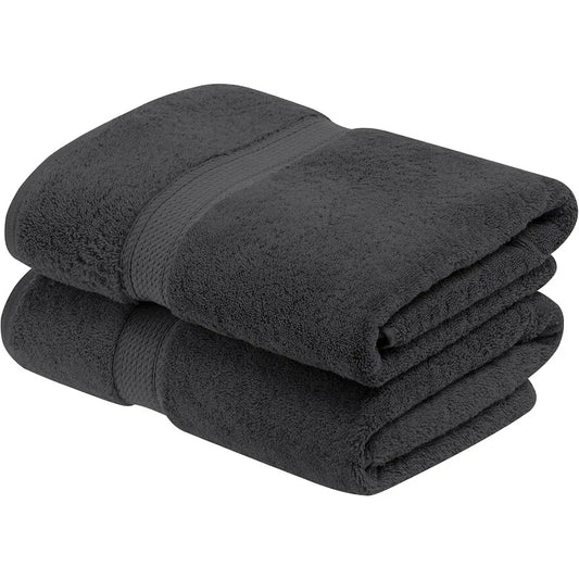 Egyptian Cotton Pile Bath Towel Set of 2, Ultra Soft Luxury Towels, Thick Plush Essentials, Absorbent Heavyweight, Guest Bath