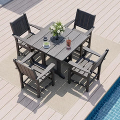 5 PCS Outdoor Dining Set,Outdoor Table and Chairs,Spacious Patio Dining Sets with Elegant Armrest, All-Weather Wood Dining Table