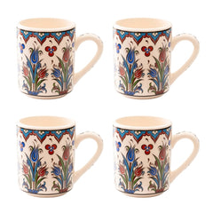 Set of 4 Handmade in Türkiye Ceramic Botanical Mugs - 9 Styles