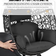 Oversized Swing Egg Chair with Stand Indoor Outdoor PE Wicker Rattan Patio Basket Large Hanging Chair, Hammocks