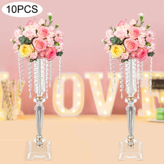 10 Pcs Acrylic Flower Vases Wedding Flower Stand Tables Centerpieces Decorations with Chandelier Crystal Clear