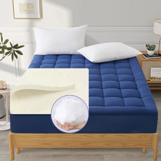 Full Size Mattress Topper - Extra Thick Cooling Mattress Pad Cover for Back Pain - Soft Sponge Mattress Protector Firm Bed Toppe