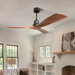 Sofucor 52-inch DC Ceiling Fans 3 Walnut Blade With Remote Control Simple Ceiling Fan Without Light Home Fan