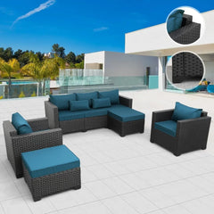 Patio Furniture Set 5-Piece Outdoor Furniture Sets Patio Couch Chairs Ottomans with Anti-Slip Cushions for Comfort and Style