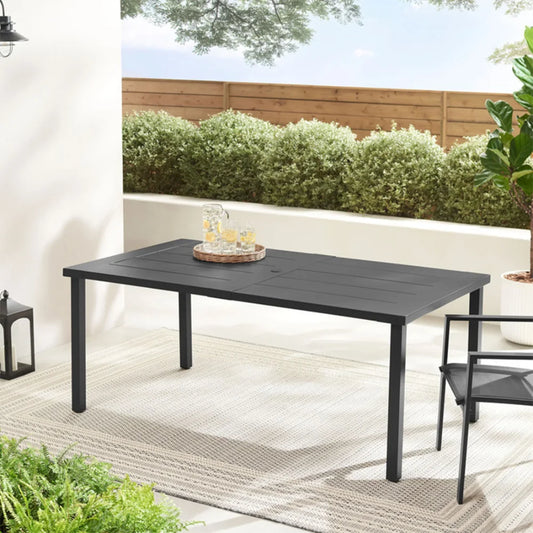 Rectangle Steel Outdoor Dining Table, Black