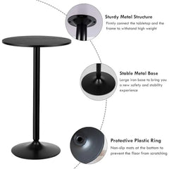Bar Table, Round Cocktail Table Modern Style Standing Circular Bistro Table Suitable for Pub,Restaurant Black Set