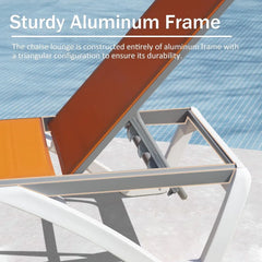 Outdoor Lounge Chairs Set of 3, 5 Position Adjustable Backrest, Including 2 Outdoor Chaise Lounge