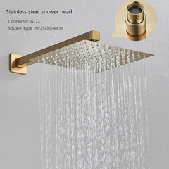 Brushed Golden Bathroom Shower Faucet Concealed Install 2 Way Rainfall Shower Set Wall Mounted Shower System Hot Cold Mixer Tap