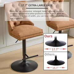Velvet Swivel Bar Stools Set of 4 with Upholstered Back, Adjustable Counter Height Barstools, Bar Chairs for Home Bar Kitchen