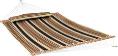 Double Quilted Fabric Hammock with Universal Steel Stand - 450-Pound Capacity - Black Stand