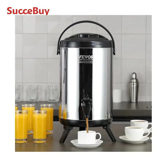 SucceBuy Stainless Steel Insulated Beverage Dispenser 2 Gallon 7.6 Liter Thermal Hot and Cold Drink Server Dispenser