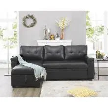 Sleeper Sectional Sofa with Convertible Sofa Bed & Storage Chaise