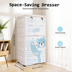 Plastic Dresser For Kids, PP Material, 6 Large Drawers With Lock, 30kg Load Capacity, for Baby Rooms,Storage and Organization