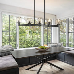 Hanging chandelier 36in Gold Chandeliers Wagon Chandelier Over Table, 6-Light Pendant Lighting Fixture Modern Crystal Chandelier