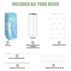 HTVRONT 8pcs/4pcs 20 OZ Sublimation Tumblers Skinny Straight Sublimate Tumbler Blank DIY Mugs Cups Gifts with Sublimation Papers