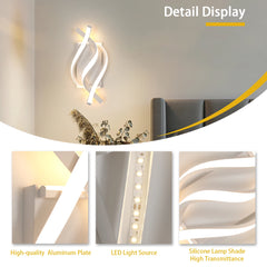 Wall Sconces, Spiral Modern LED Wall Sconce Lighting, 3000K Indoor Wall Light, Acrylic LED Wall Lamp for Bedroom, Bathroom, Livi