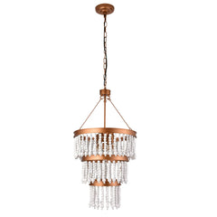 LOYALHEARTD 5-Light Wood Bead Chandelier Rustic Boho Beaded Pendant Hanging Light Fixtures
