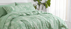 PHF 7 Pieces California King Bed in A Bag, Ultra Soft Comforter Set & Sheet Set, Reversible Botanical Bedding Set Include Comfor