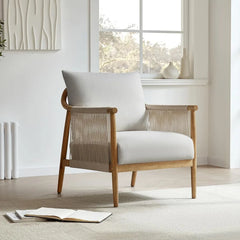 Braid Armchair, Modern Accent Chair for Living Room, Cream  chairs living room  accent chairs for living room
