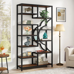 Tribesigns Bookshelf Industrial 5 Tier Etagere Bookcase, Freestanding Tall Bookshelves Display Shelf Storage Organizer
